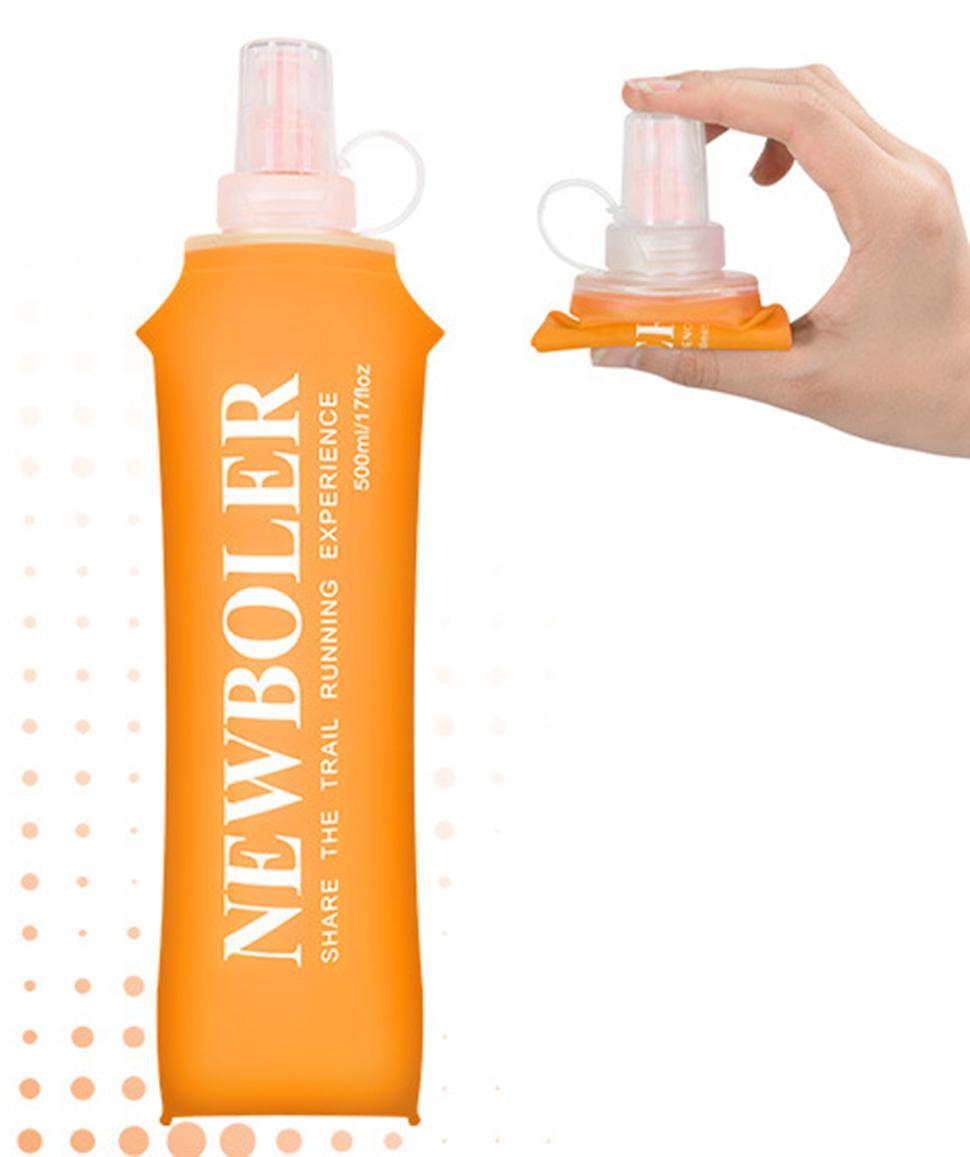 500ML Foldable Water Bottle BPA-Free Soft Bottle for Marathons Camping Hiking, 500ml, Orange