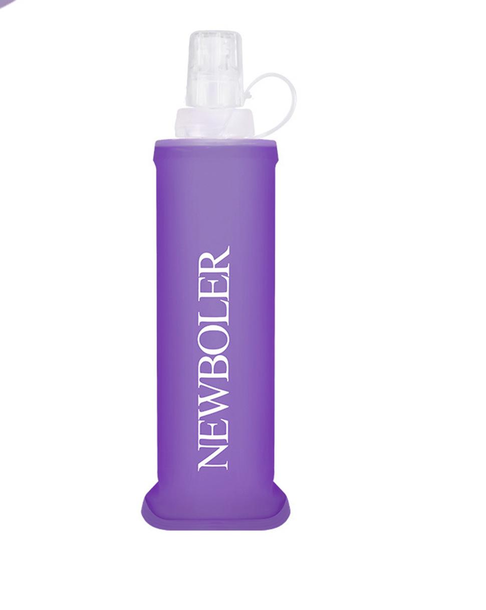 250ML Foldable Water Bottle BPA-Free Soft Bottle for Marathons Camping Hiking, 250ml, Purple