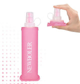 Foldable Water Bottle 250ml, BPA-Free Soft Bottle for Marathons Camping Hiking, Pink