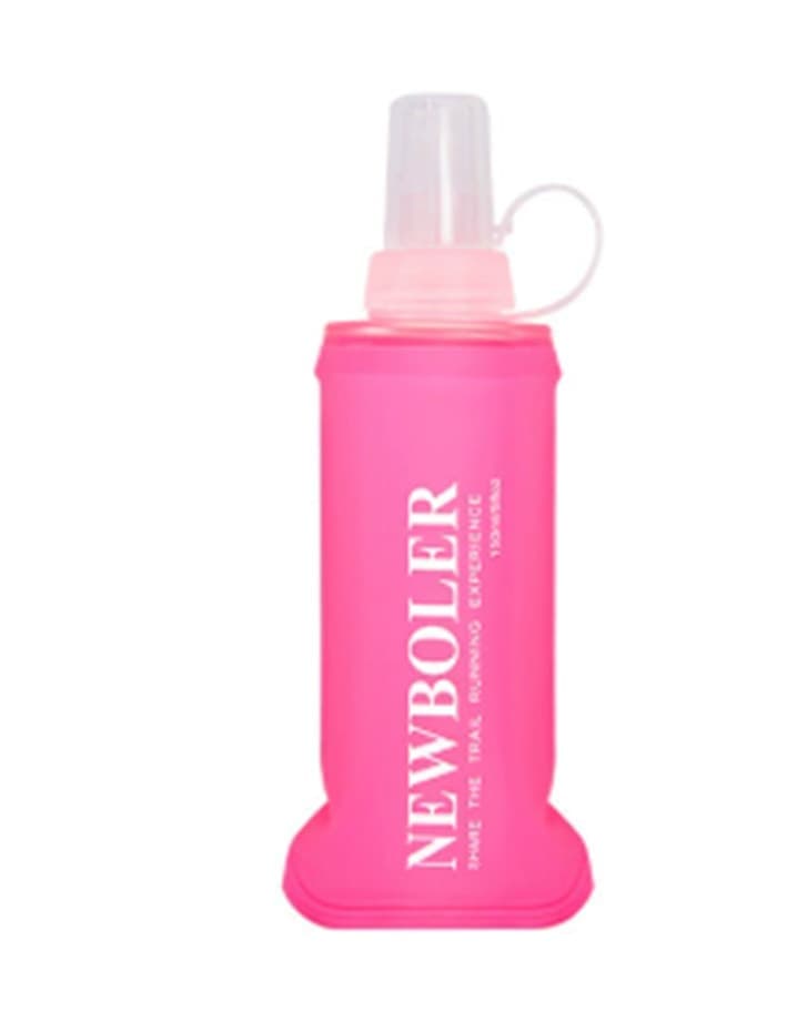 150ml Foldable Water Bottle BPA-Free Soft Bottle for Marathons Camping Hiking, 150ML, Dark Pink