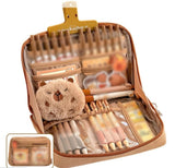 1 Pack Stylish Zipper Pencil Case Large Capacity Multifunctional Travel Pencil Box for School and Office, Brown