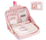 Large Capacity Pencil Case with Compartments and Zipper for School Office Travel, Pink