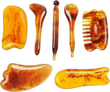7-piece Gua Sha Set, Resin Facial and Body Massage Tool for Face Legs Back, Gold