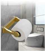 Aluminum Self-Adhesive Paper Towel Holder for Kitchen and Bathroom, 16x9.8cm, No Drilling Required, Gold