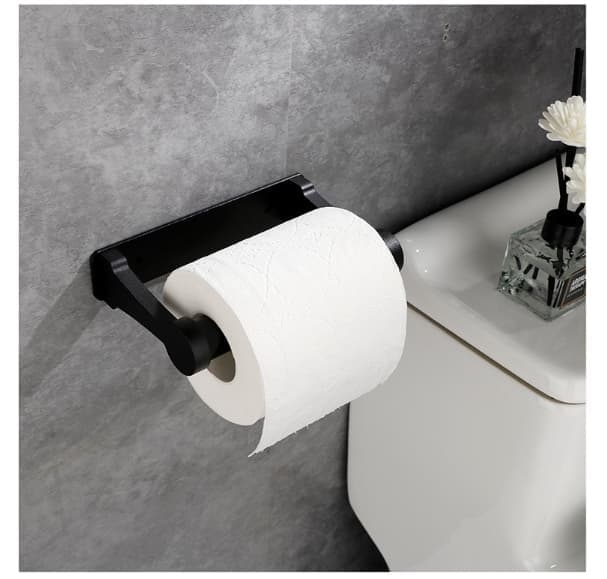 Self-Adhesive Paper Towel Holder for Kitchen and Bathroom, 16x9.8cm, Black