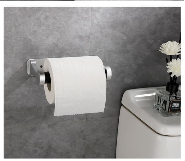 Self-Adhesive Paper Towel Holder, No Drilling Required, Aluminum, Silver, 16x9.8cm, for Kitchen and Bathroom