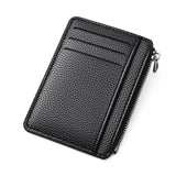 6 Card Slots Zipper Card Holder Wallet, Thin and Durable, Water Repellent and Scratch Resistant, Black
