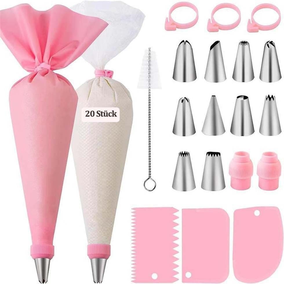 40 Pieces Cake Decorating Piping Set with Icing Nozzles, Compatible with Decorating Bag