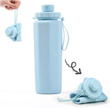 600ml Foldable Water Bottle BPA-Free Lightweight for Travel Gym Camping, Blue