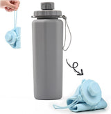 600ml Foldable Water Bottle BPA-Free Lightweight for Travel Gym Camping, Gray