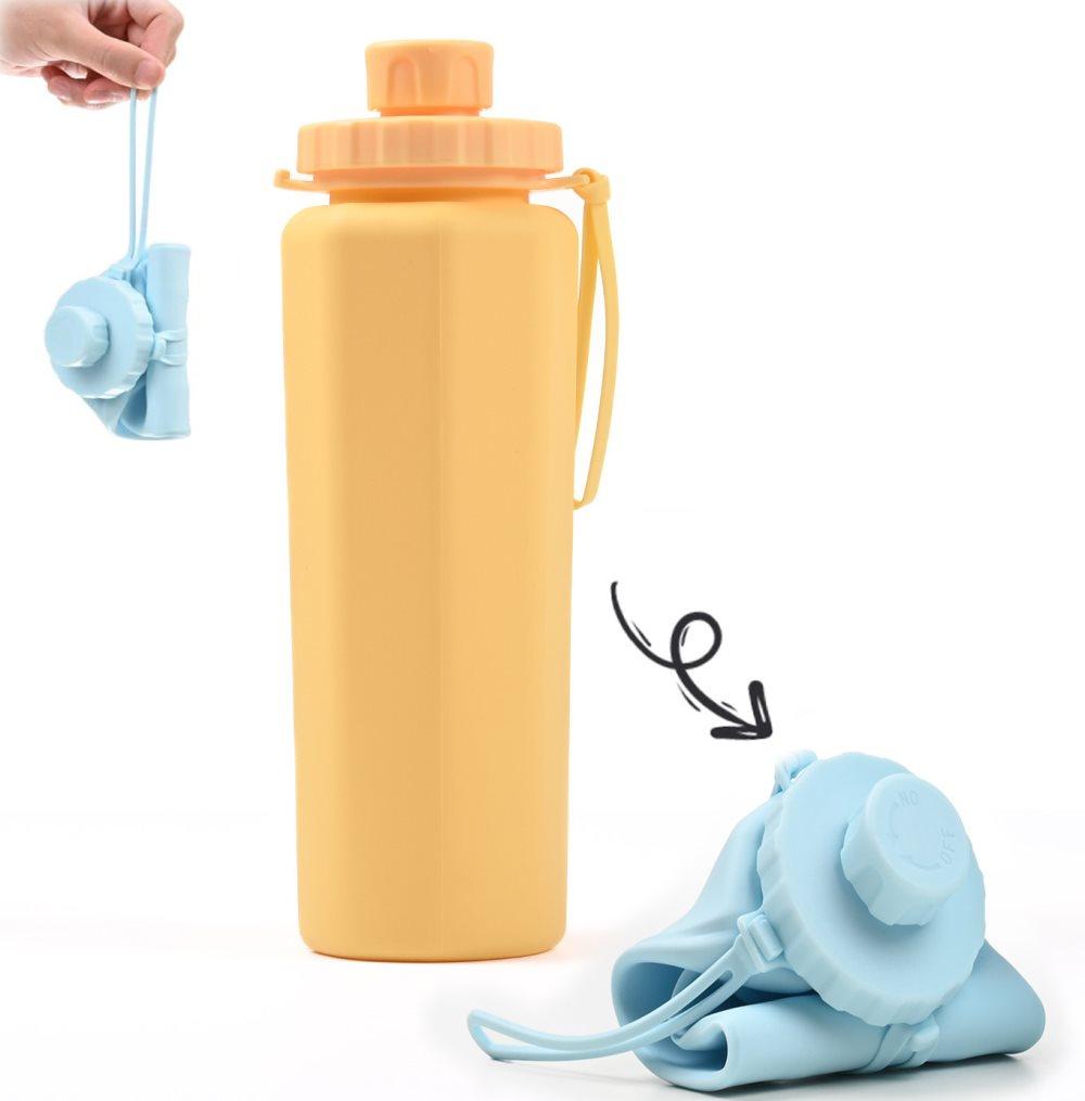 600ml Foldable Water Bottle BPA-Free Lightweight for Travel Gym Camping, Yellow
