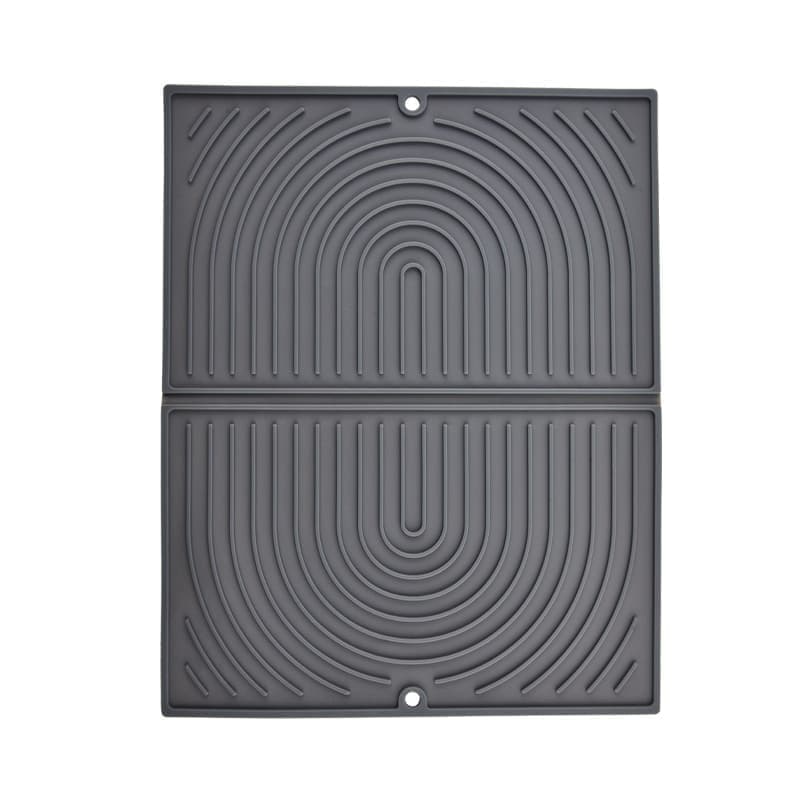 Non-Slip Silicone Kitchen Counter Mat, Foldable Water Drainage Wiping Mat, Grey, 43cm x 34cm
