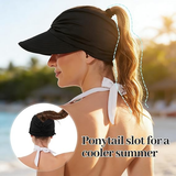 Women's UPF 50+ UV Protection Sun Visor Hat |  That Girl Aesthetic High Ponytail Wide Brim Hat | Birthday Gift for Her Beach Golf Hiking Outdoor Daily Casual WearNavy Blue