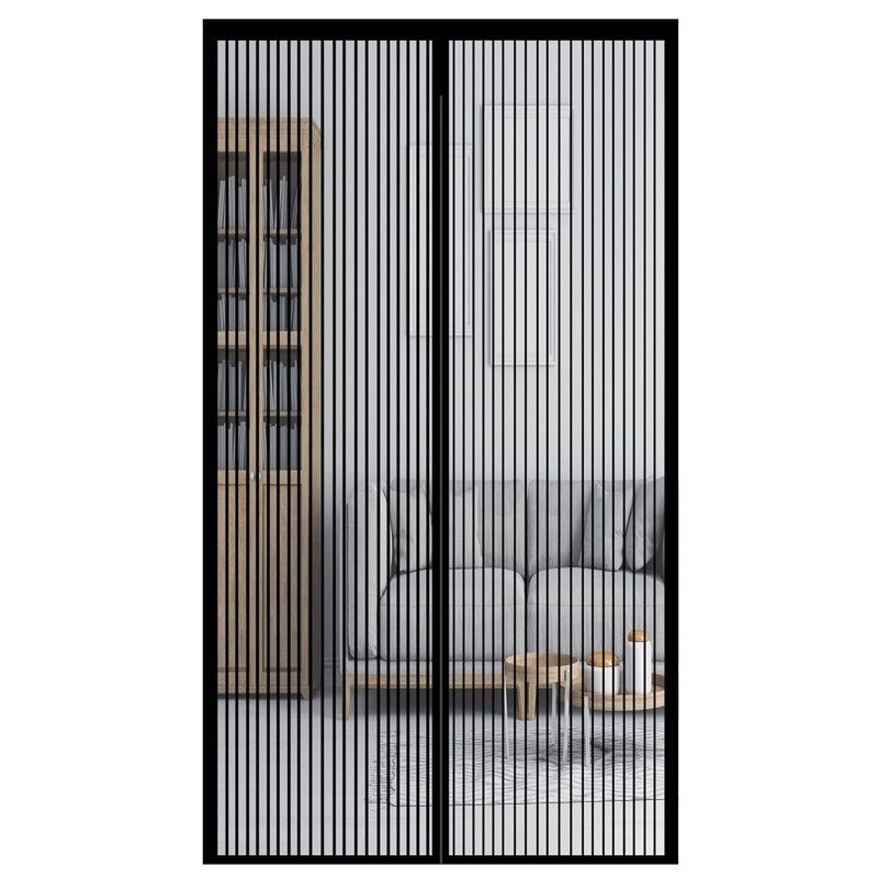 Magnetic Door Screens - 80x210 cm Self-Closing - High-Density Insect Mesh - No Drilling Required - Black