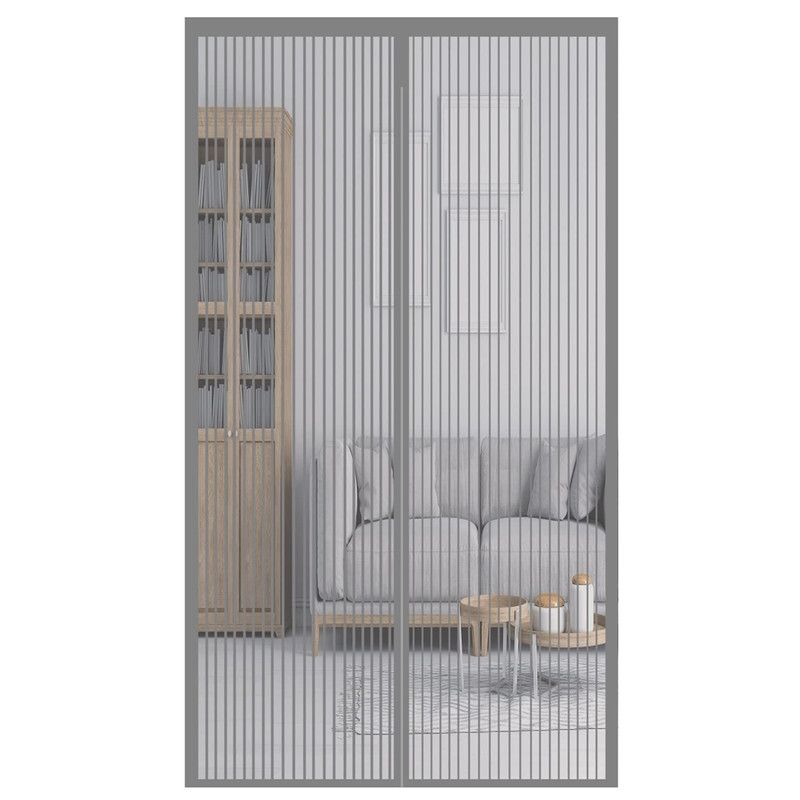 Magnetic Door Screens - 120x210 cm Self-closing - High-Density Insect Screen - No Drilling Required - Grey