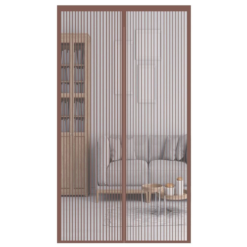 Magnetic Door Screens - 90x210 cm Self-closing - High-Density Insect Screen - No Drilling Required - Brown