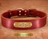 Premium Genuine Leather Dog Collar/Durable Real Leather Adjustable Collars For Male Female(XL,Red)