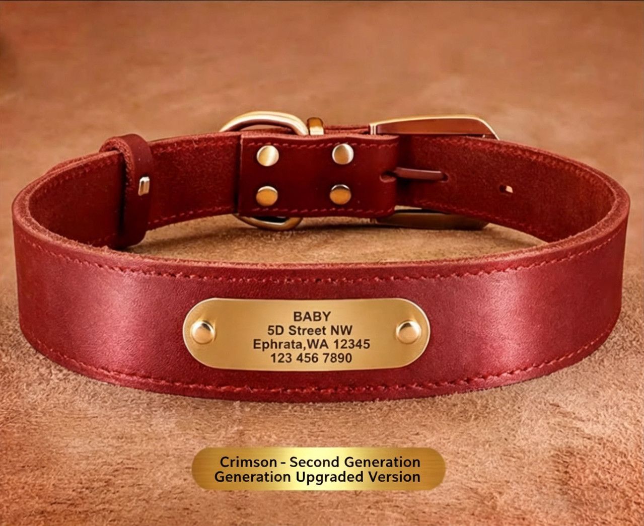 Premium Genuine Leather Dog Collar/Durable Real Leather Adjustable Collars For Male Female(XS,Red)