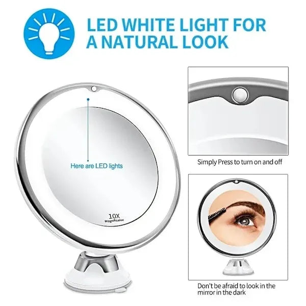 1 Pc huhao Compact Mirror Lighted Travel Makeup with Magnifying Double Sided Dimmable Pocket for