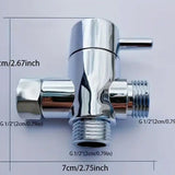 All-copper shower head manifold, one inlet, two outlet, three-way valve, shower head switch, one-to-two adapter.