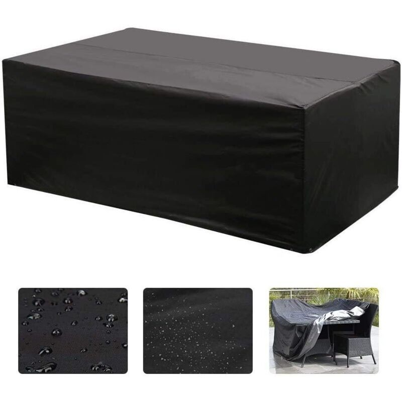 Rectangular Table Cover for Garden Furniture, UV Protection, Black, 150 x 130 x 90 cm