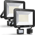 2 Pack LED Floodlight with Motion Sensor, 50W 5000LM 7000K Cool White, IP67 Waterproof
