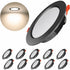 10 Pack Recessed LED Spotlight, 7W 3000K Warm White, IP44, AC 220 to 240V, Cutout 7 to 8.5 cm