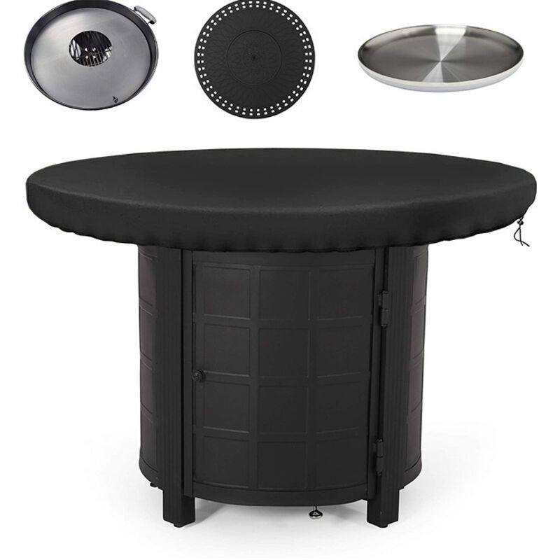 Fire Pit Cover, 420D Waterproof Anti UV Protective Cover, Diameter 100 cm