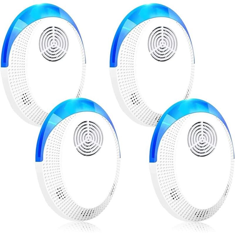 4 Pack Ultrasonic Mouse Repeller, Indoor Device for Mice, Rats, Mosquitoes, Cockroaches, Ants and Spiders