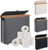 Toilet Paper Storage Basket with Lid, Holds 9-12 Rolls，gray