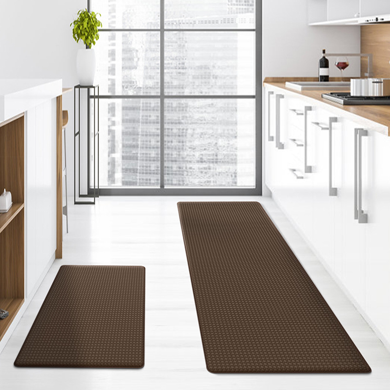Brown Non-Slip Kitchen Mats , Easy Clean Stain Resistant Kitchen Rugs for Sink, Laundry, Office（44*75*0.8cm）
