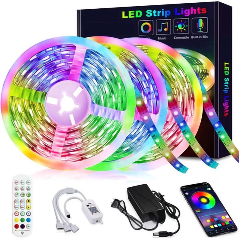 LED Strip Light 15M Bluetooth 5050 RGB 12V 270 LEDs with App Remote Controller