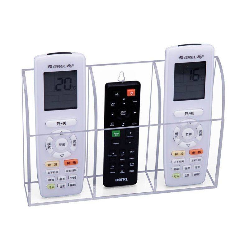 Clear Acrylic Wall Mounted Remote Control Holder and Media Organizer