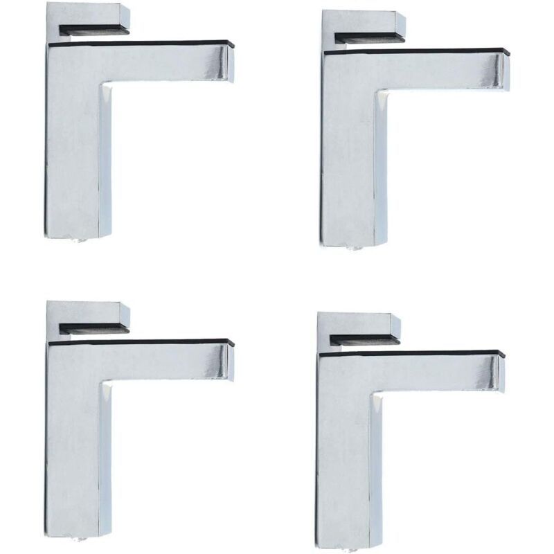 4 Pcs F Shape Glass Clamps Wall Mount Adjustable Shelf Brackets Chrome, 6 to 28 mm