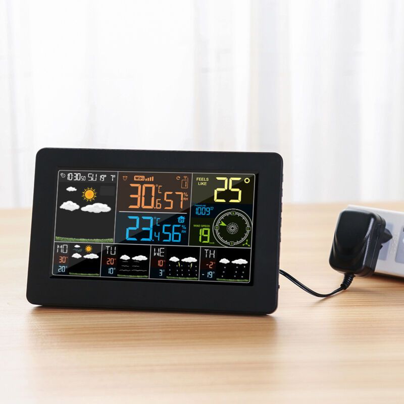 WiFi Color Weather Station with App Indoor Outdoor Temperature Humidity Pressure Wind Speed Clock