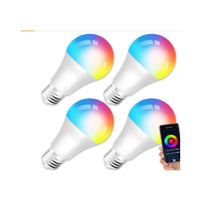 1 Pcs E27 WiFi Smart LED Bulb 10W RGB CCT Compatible with Alexa Google Home, 2000K to 4000K