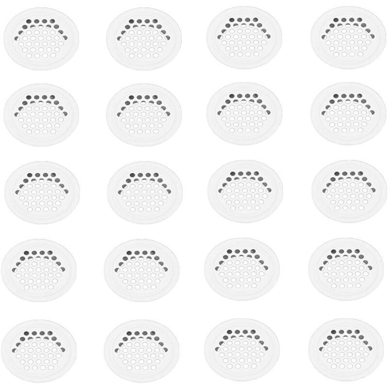 20 Pcs White Round Stainless Steel Ventilation Grilles for Kitchen Cabinet Furniture, 35 mm