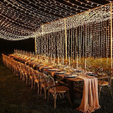 600 LED Waterproof Curtain Fairy Lights 8 Modes Warm White, 6 x 3 m