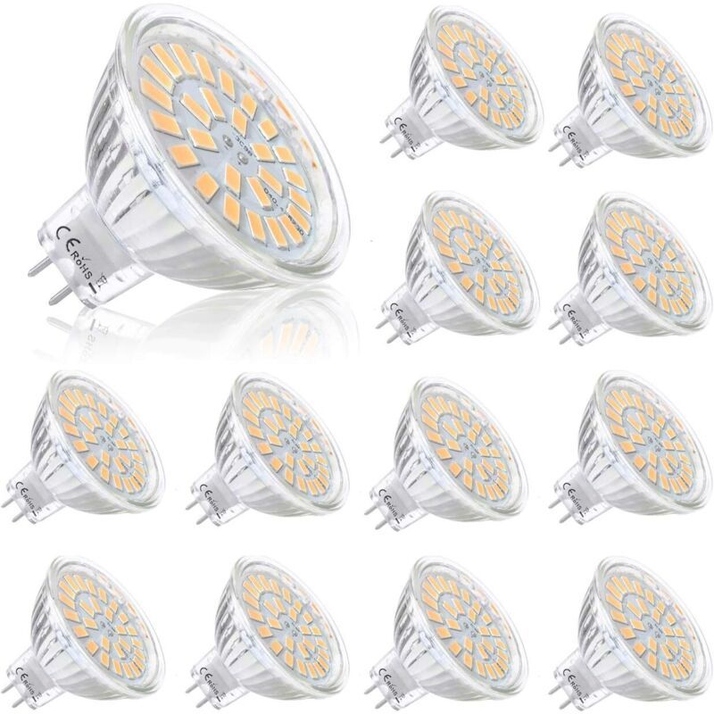 12 Pack MR16 LED Bulbs 12V 5W White 120 Degree Beam Compatible with 50W Halogen
