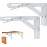 2 Pcs White Stainless Steel Foldable Triangle Shelf Brackets