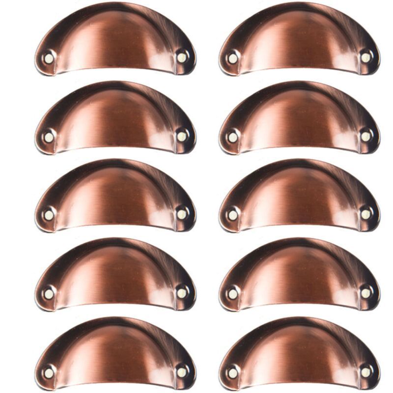 10 Pcs Red Copper Vintage Shell Handles for Drawer Cabinet, 8.2 x 3.5 cm