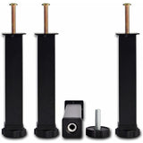 4 Pcs Black Screw In Metal Bed Legs Adjustable Slat Feet, 20 cm Plus 2 cm, 3 x 3 cm