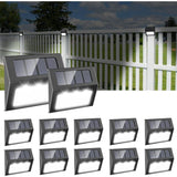 12 Pack Waterproof Solar Stair Lights Cool White Black