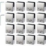 16 Pcs Stainless Steel Square Glass Clamps for Stair Railing, 8 to 10 mm