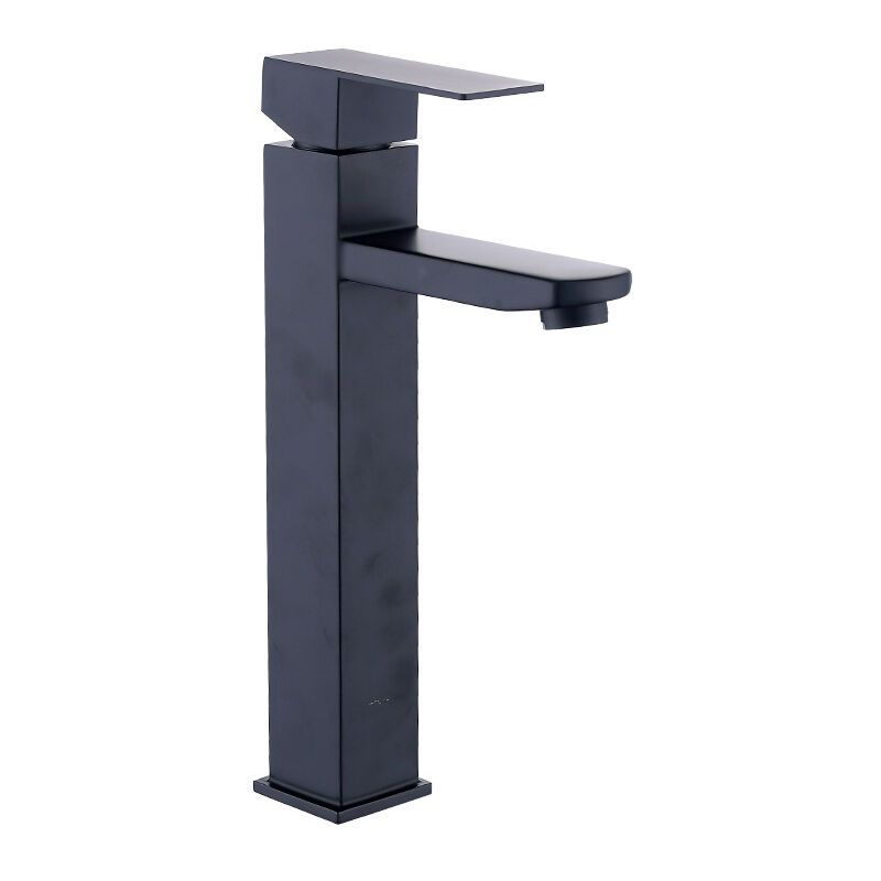 Black High Spout Bathroom Basin Mixer Faucet Single Hole Hot and Cold Water Tap