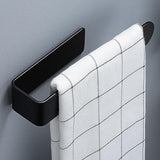 SUS304 Black Adhesive Bathroom Kitchen Towel Holder, 24 cm