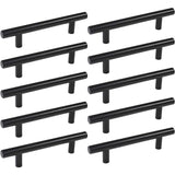 10 Pcs Black Stainless Steel Kitchen Cupboard Door Handles, 192 mm Hole Spacing
