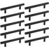 10 Pcs Black Stainless Steel Kitchen Cupboard Door Handles, 192 mm Hole Spacing