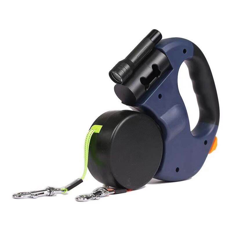 Retractable Double Dog Leash with 2 Cords 360 Degree Tangle Free Black, 3 m