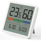 White Indoor Hygrometer Thermometer Digital Temperature Humidity Monitor with Clock